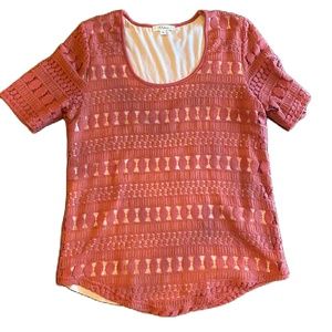 Anthropologie Wolven crochet short sleeve shirt dusty rose M